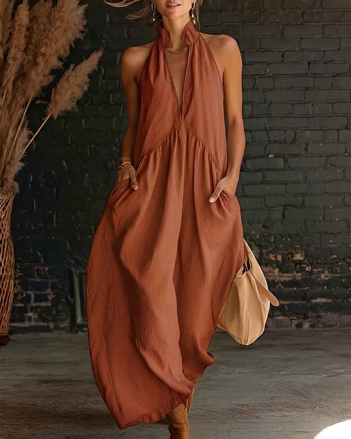 Briony - Robe Maxi Sans Manches Élégante