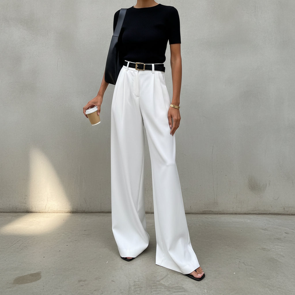 Marlene - Pantalon large sans ceinture