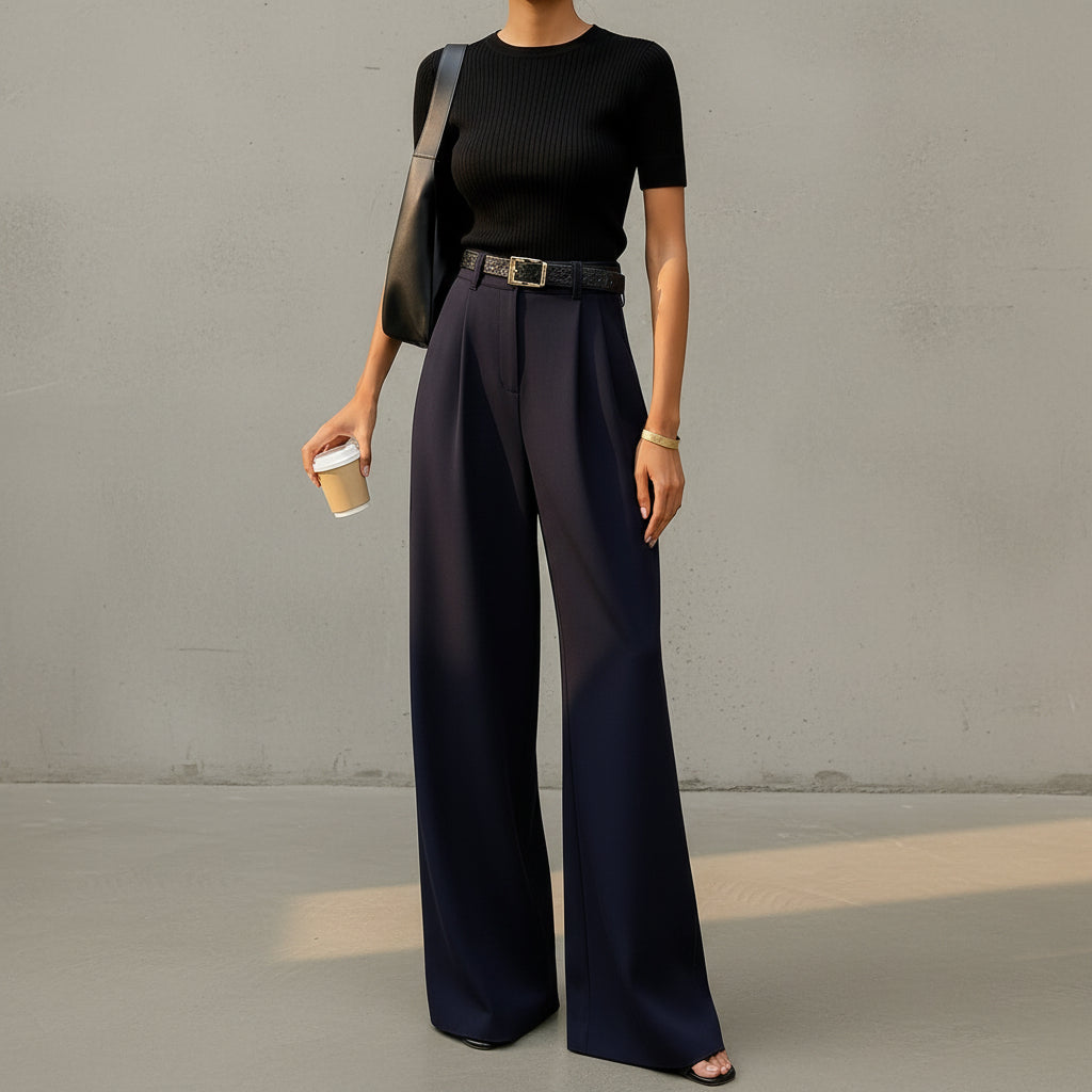 Marlene - Pantalon large sans ceinture