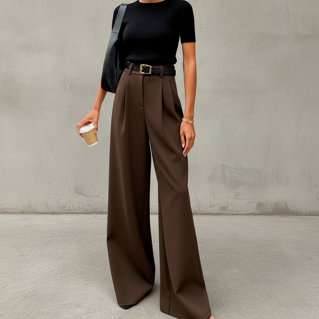 Marlene - Pantalon large sans ceinture