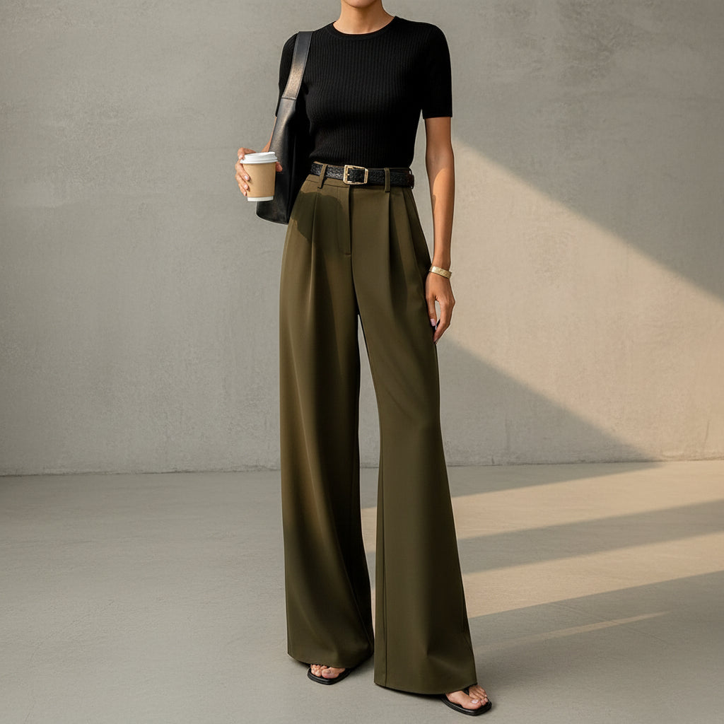 Marlene - Pantalon large sans ceinture