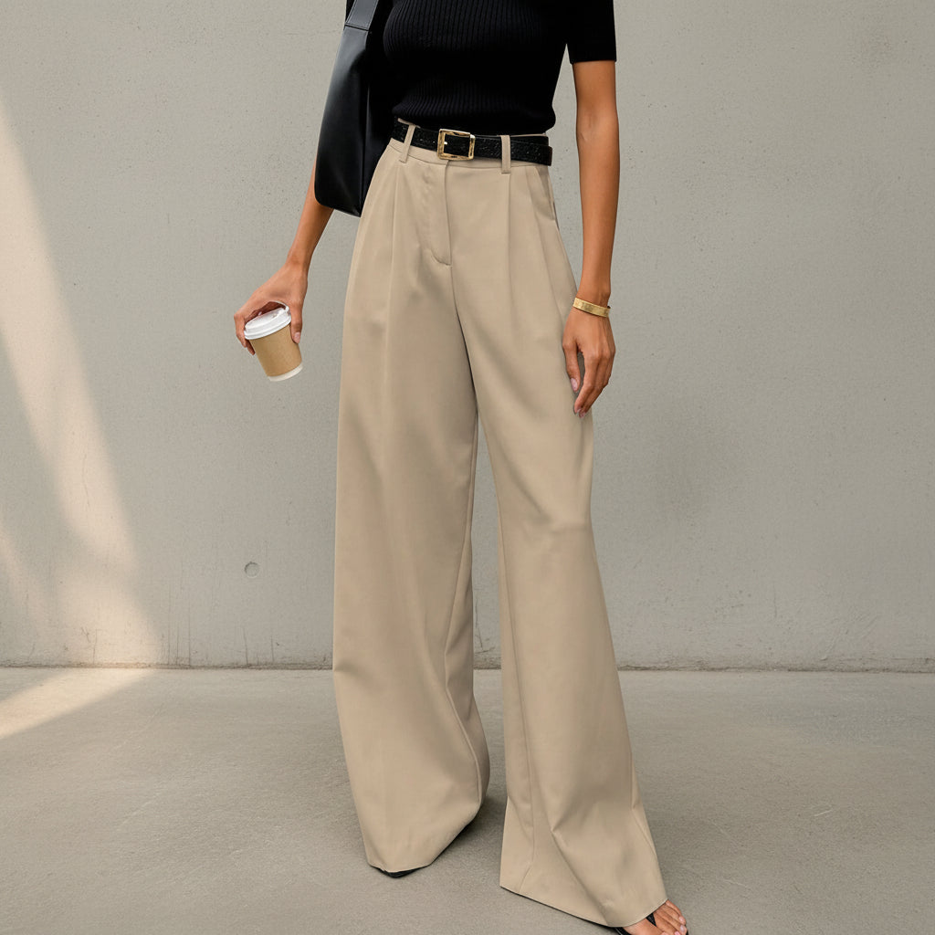 Marlene - Pantalon large sans ceinture