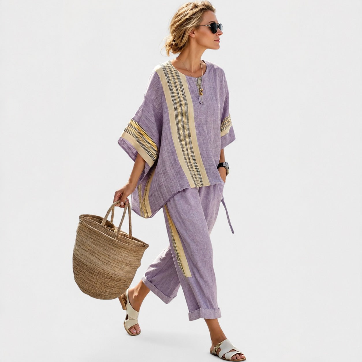 Libbie - Ensemble Tunique Rayée Confort et Pantalon