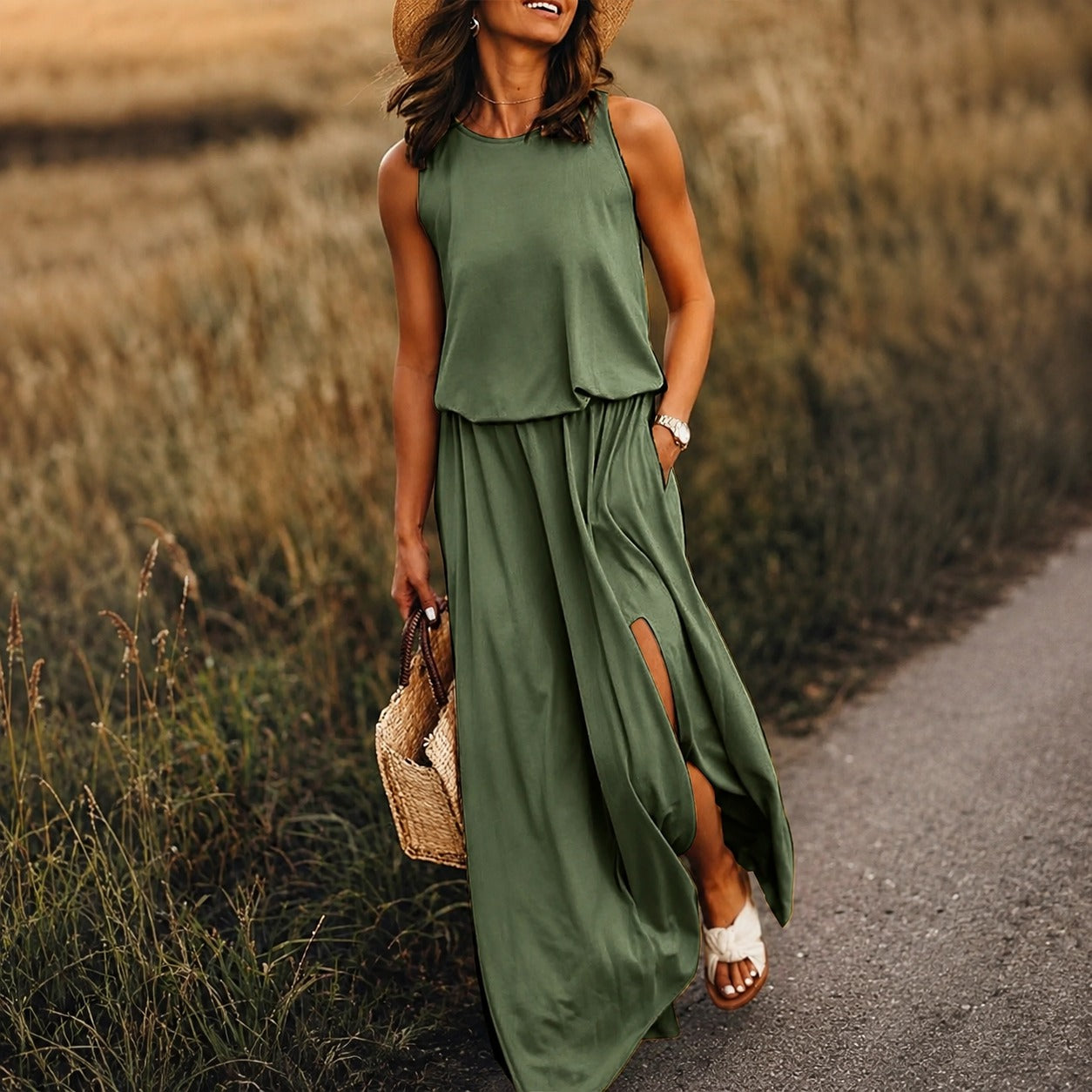 Edna - Robe maxi bohème décontractée en modal