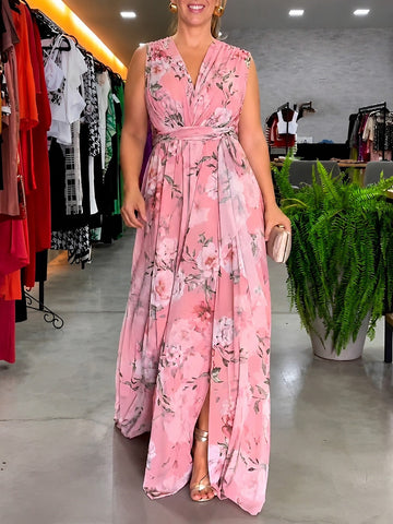 Hana - Robe Décontractée Florale Sans Manches