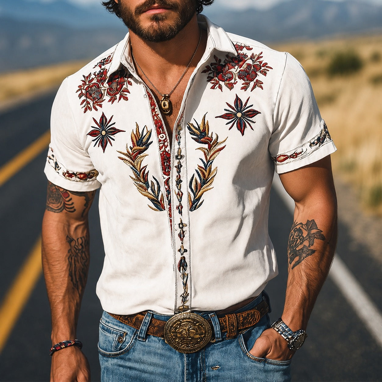 Marvin - Chemise traditionnelle décorée