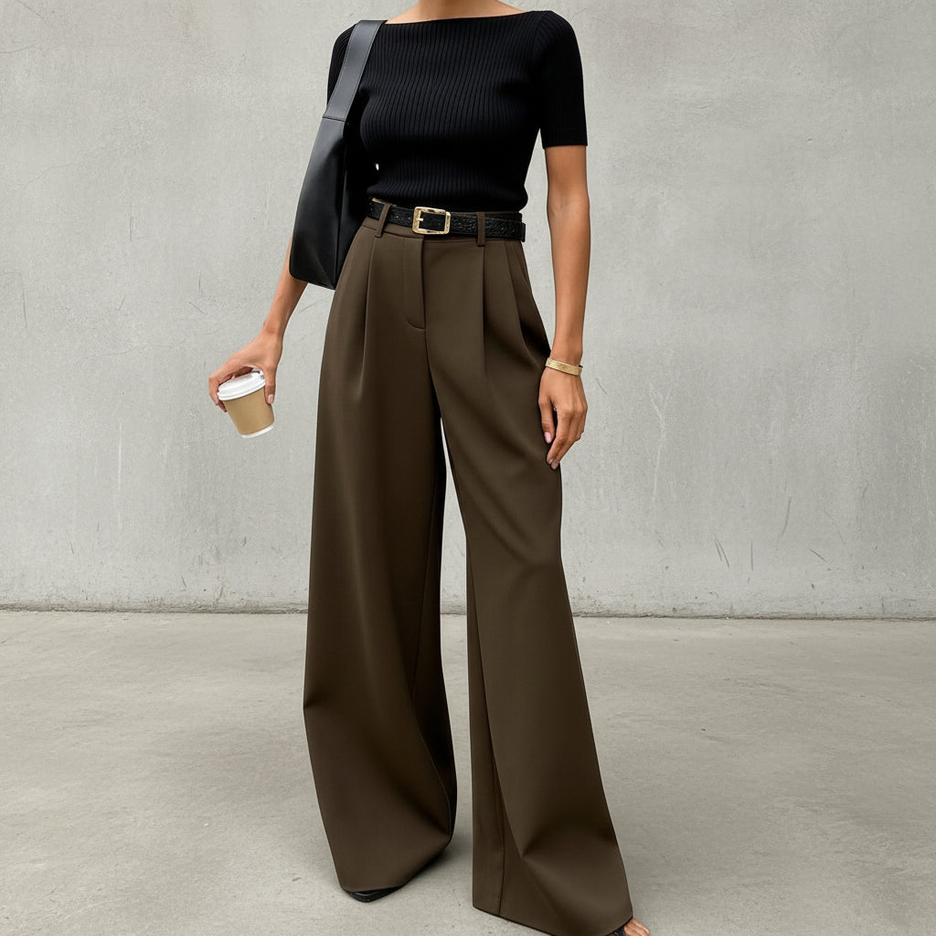 Marlene - Pantalon large sans ceinture