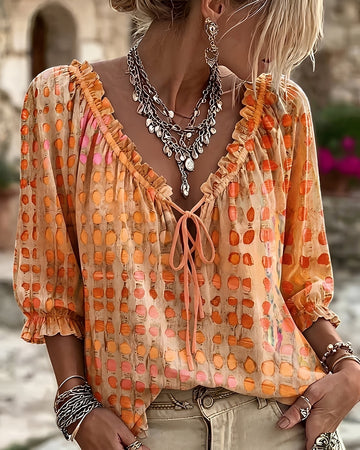 Candice - Blouse à Pois Élégante