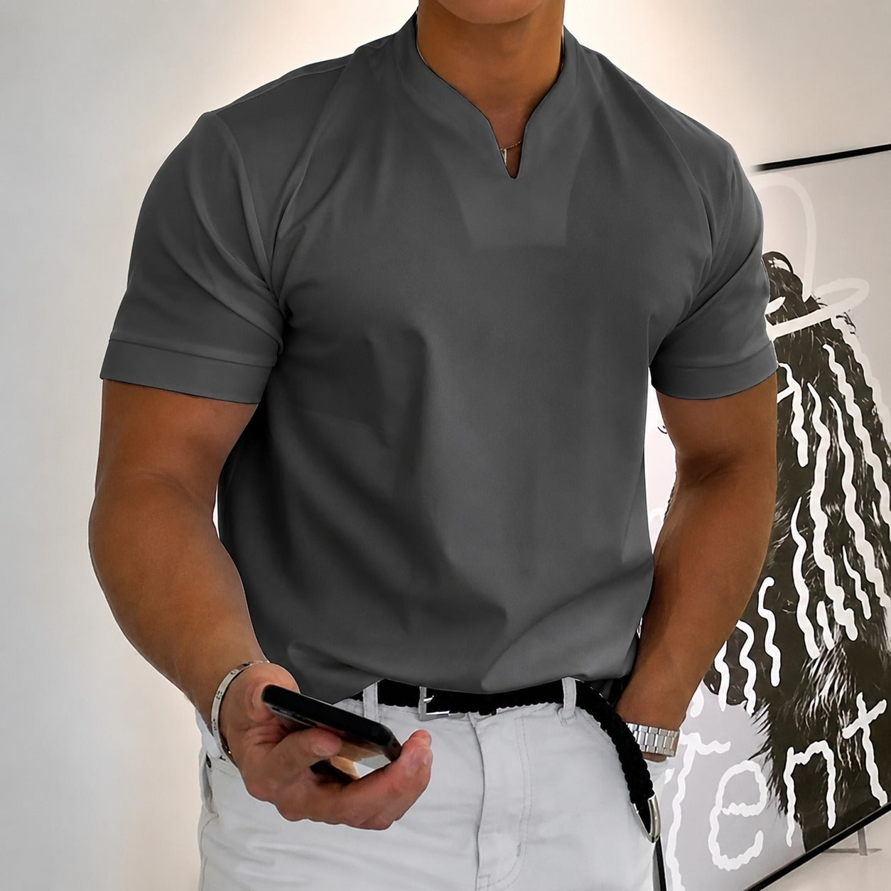 Jason - T-shirt fitness homme à manches courtes