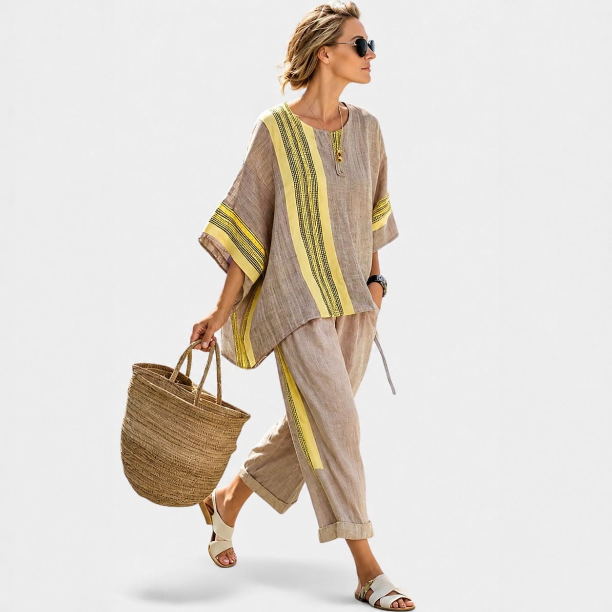 Libbie - Ensemble Tunique Rayée Confort et Pantalon
