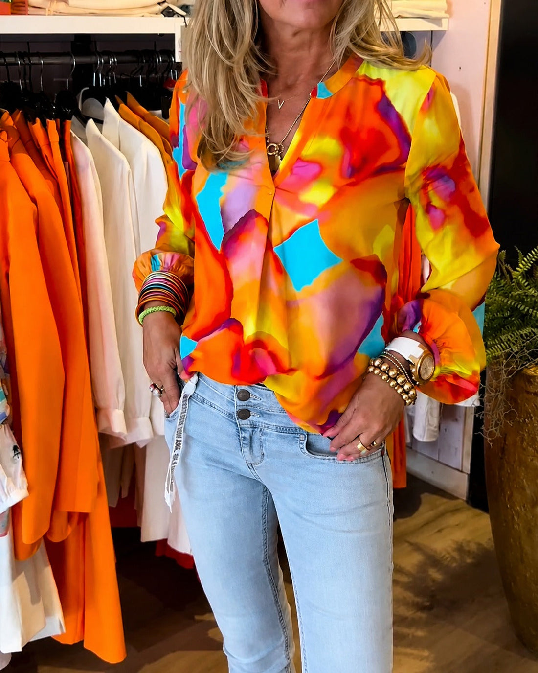 Daisie - Blouse Colorée à Manches Longues