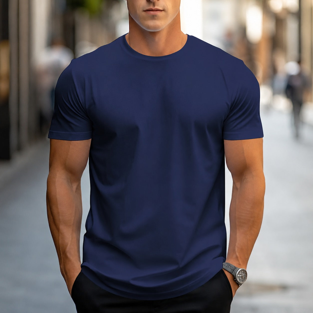 Owen - T-shirt uni décontracté pour hommes