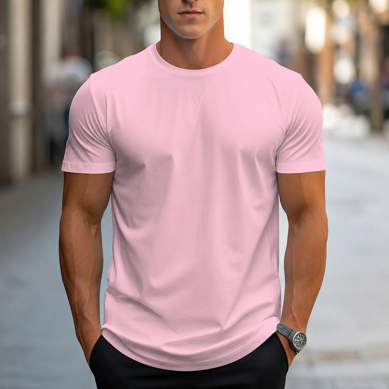 Owen - T-shirt uni décontracté pour hommes