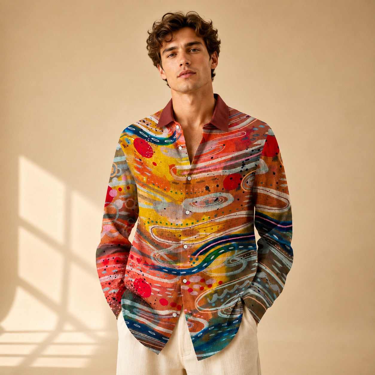 Neil - Chemise d'artiste imprimée à manches longues