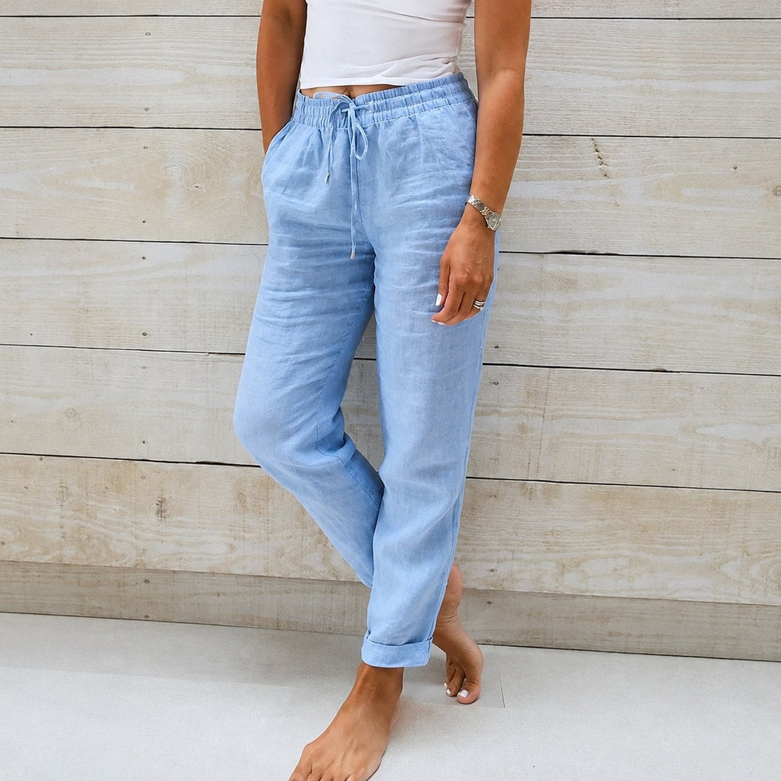 Stacy - Pantalon décontracté pour femme en tissu léger