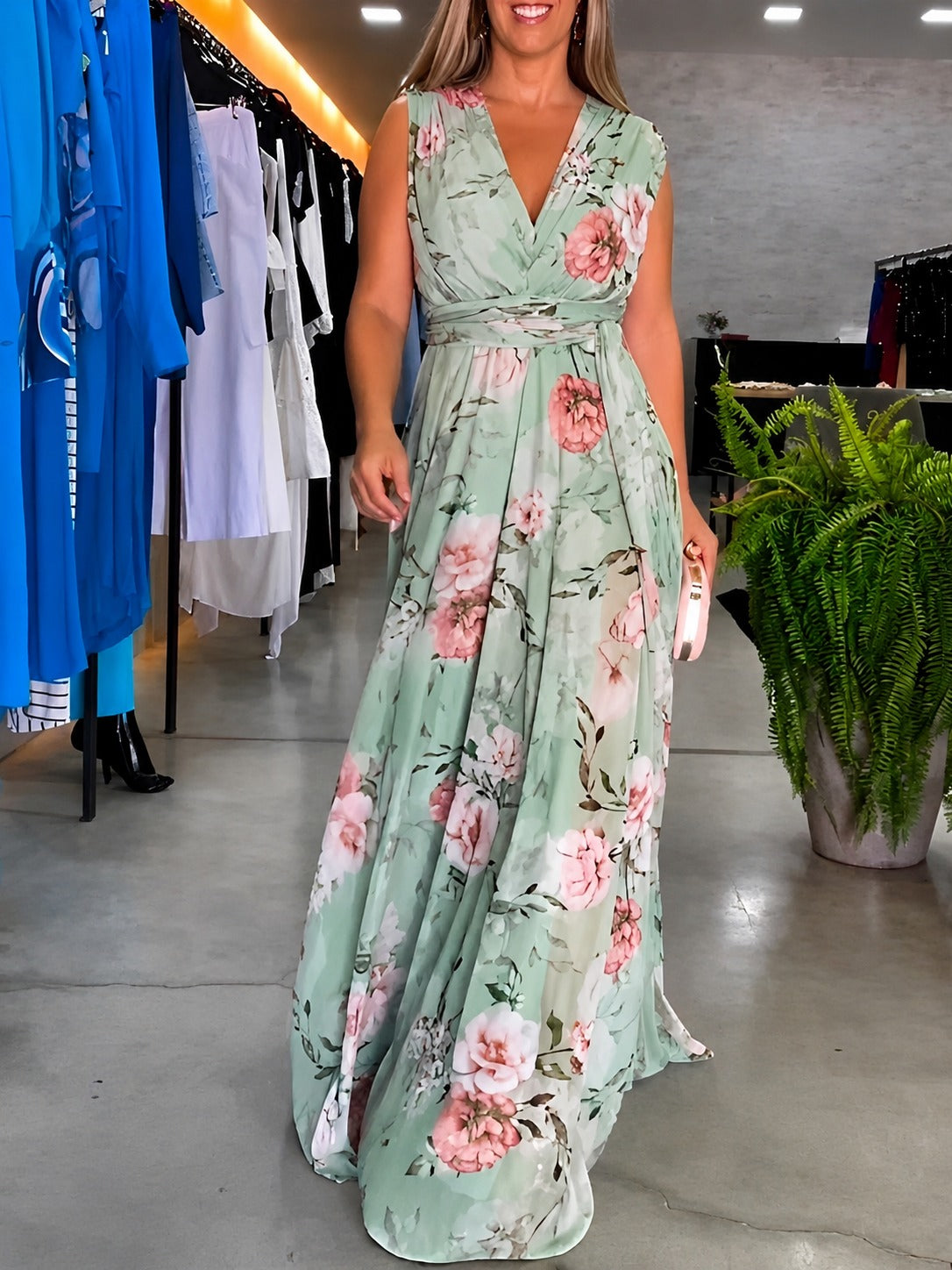 Hana - Robe Décontractée Florale Sans Manches
