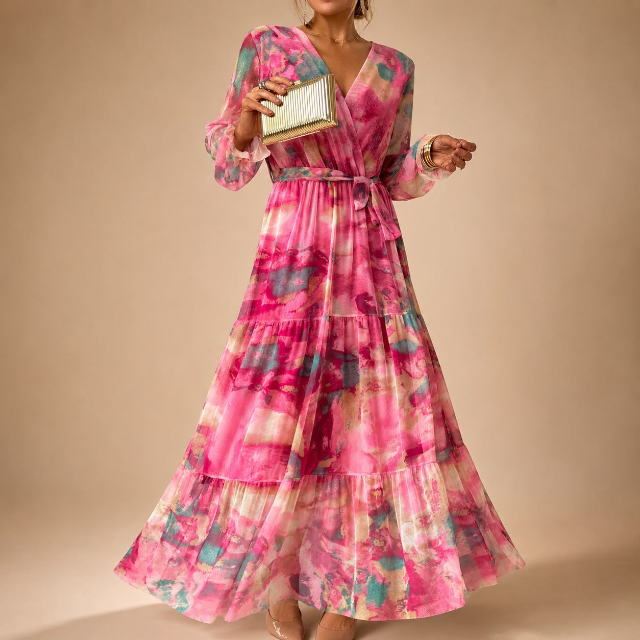 Carroll - Robe à Fleurs avec Manches Longues