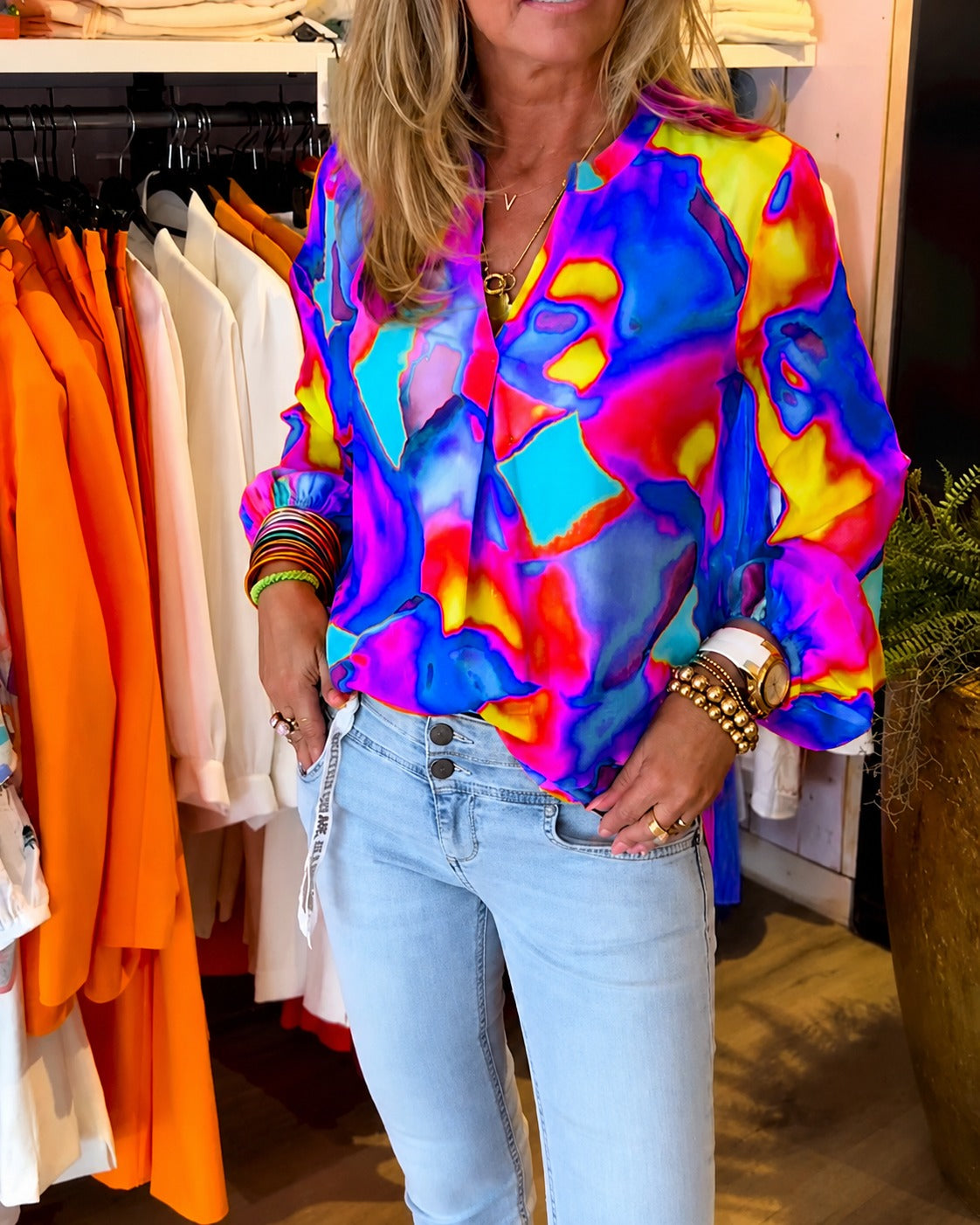 Daisie - Blouse Colorée à Manches Longues