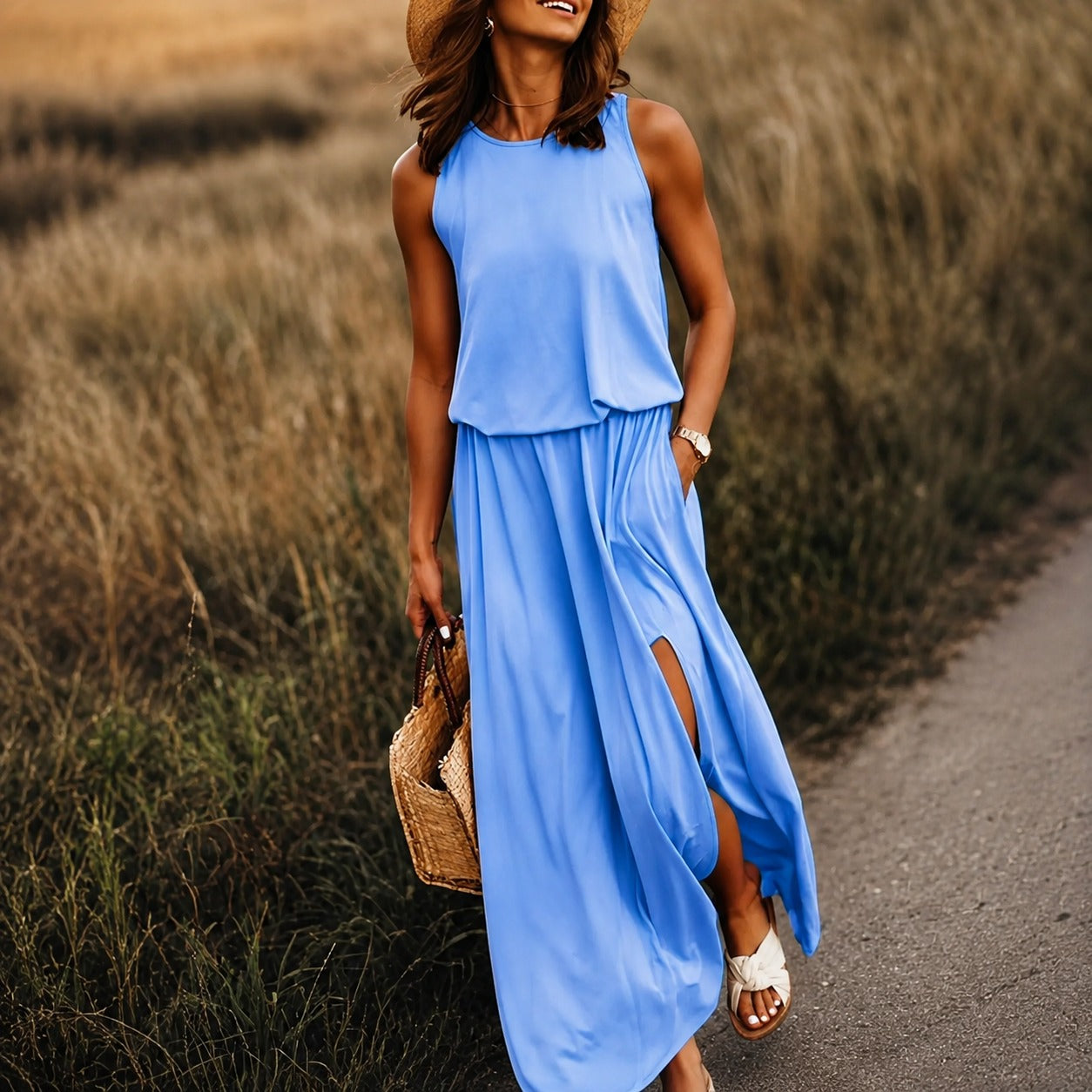 Edna - Robe maxi bohème décontractée en modal