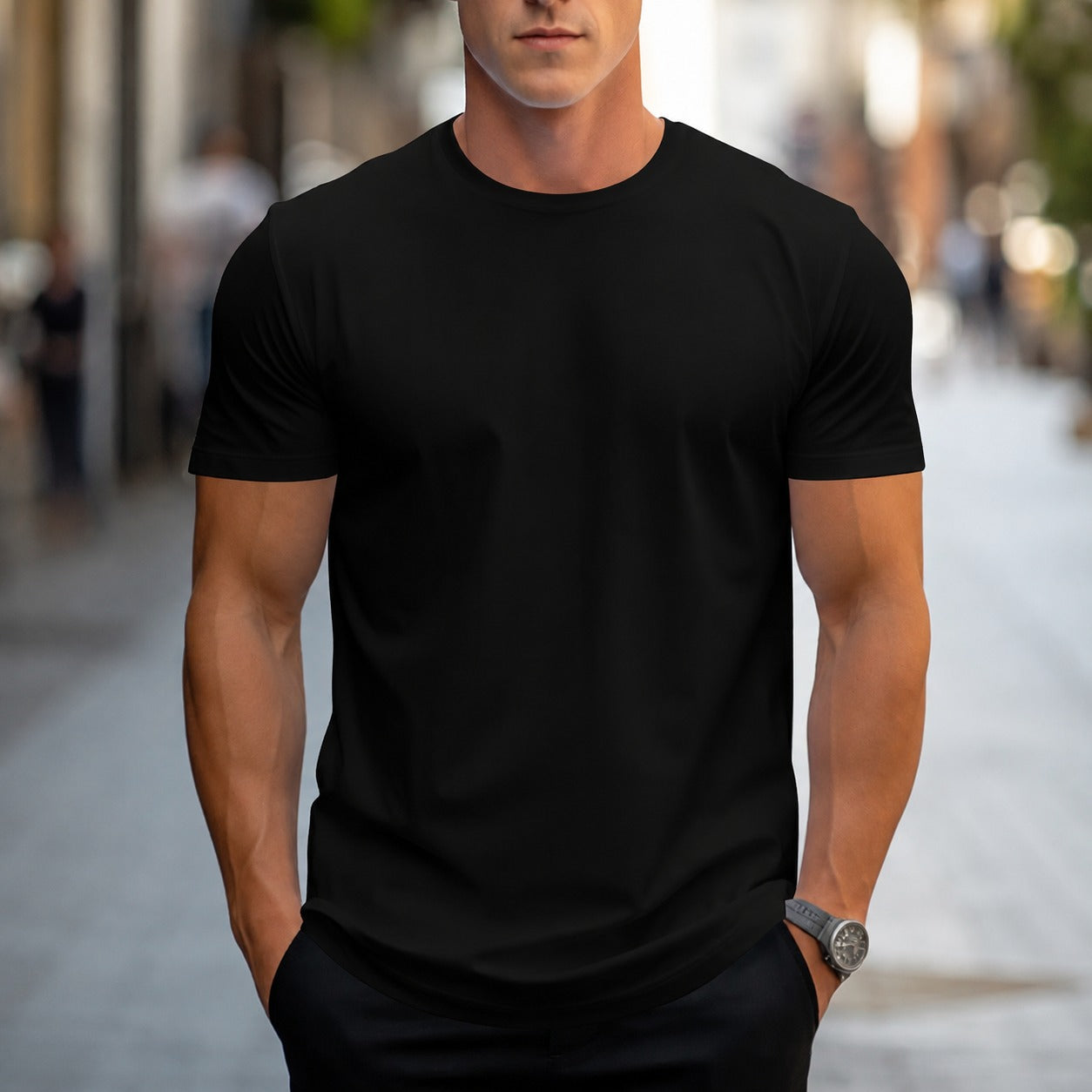 Owen - T-shirt uni décontracté pour hommes