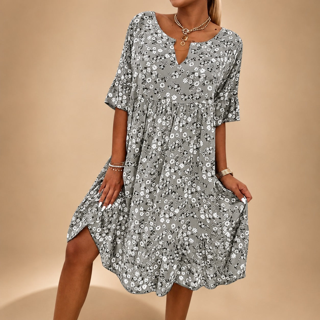 Lilian - Robe Élégante à Motifs Floraux