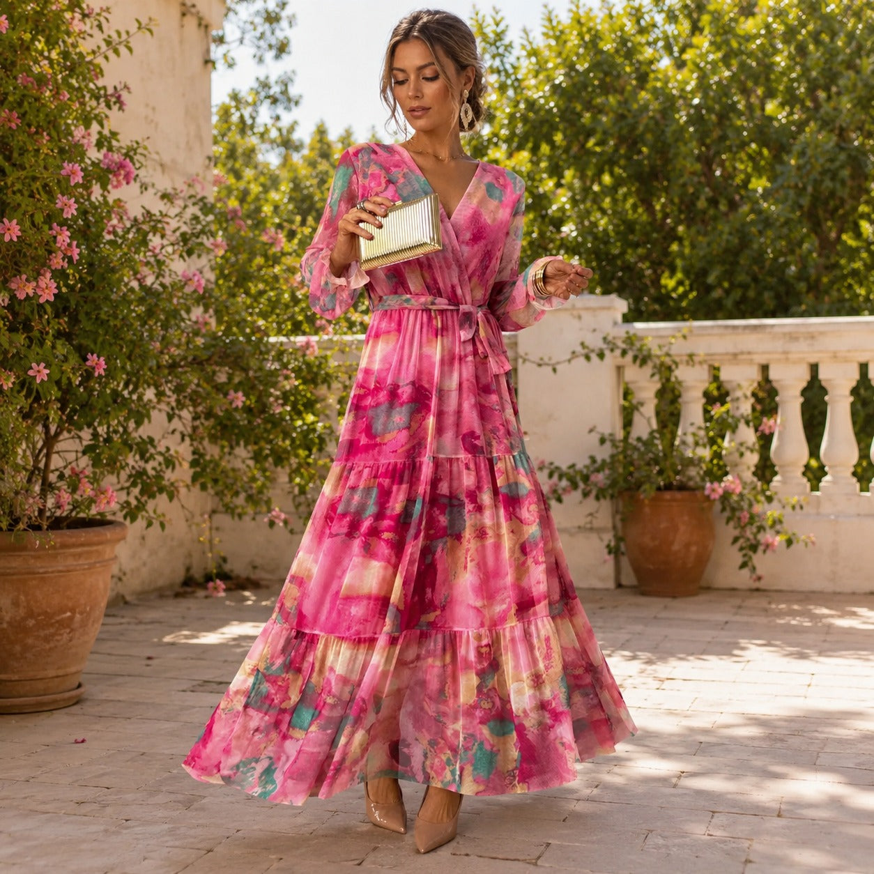 Carroll - Robe à Fleurs avec Manches Longues