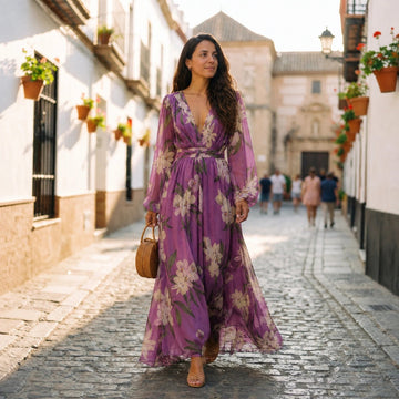 Leanne - Robe Longue Légère avec Motif Floral