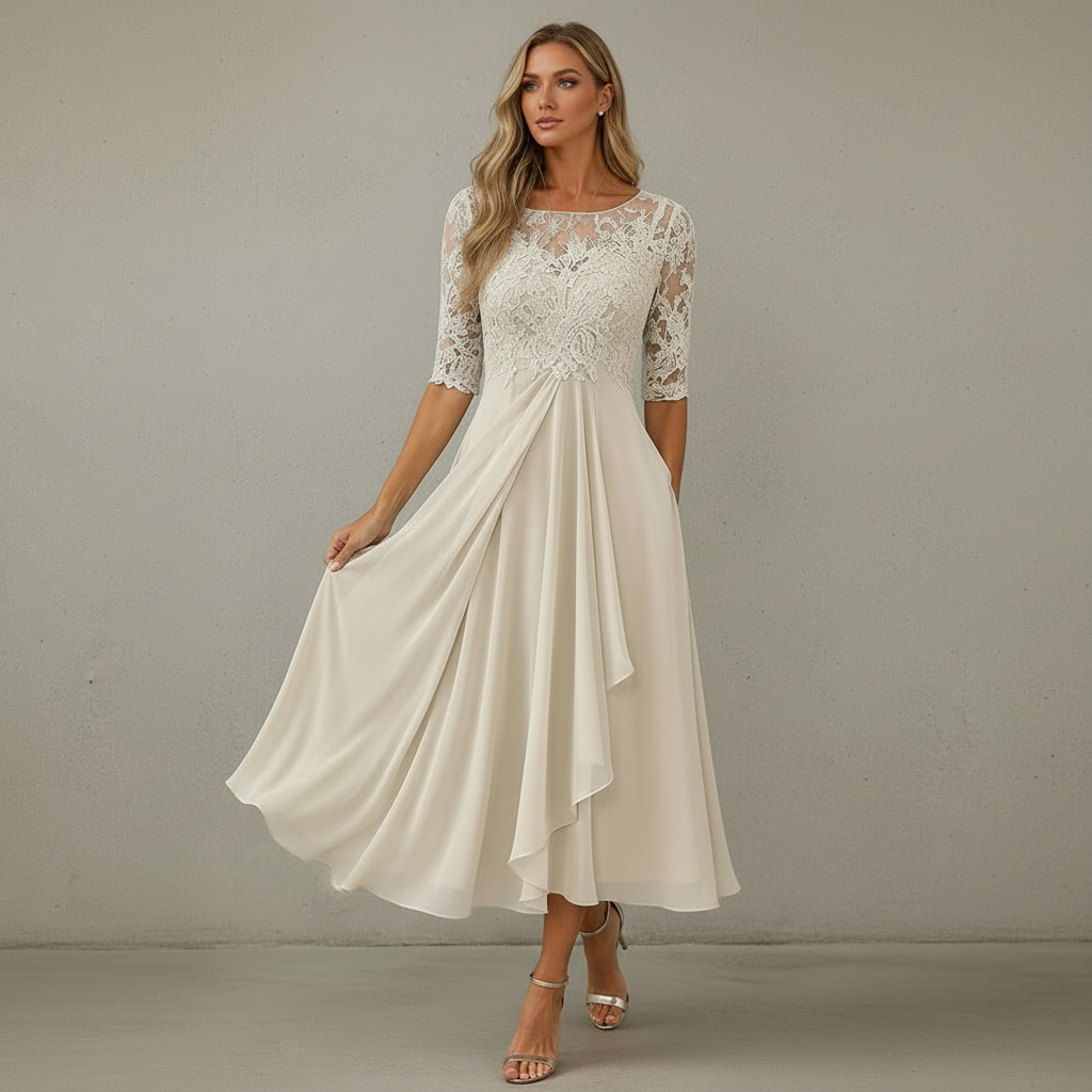 Yara - Robe midi en chiffon élégante
