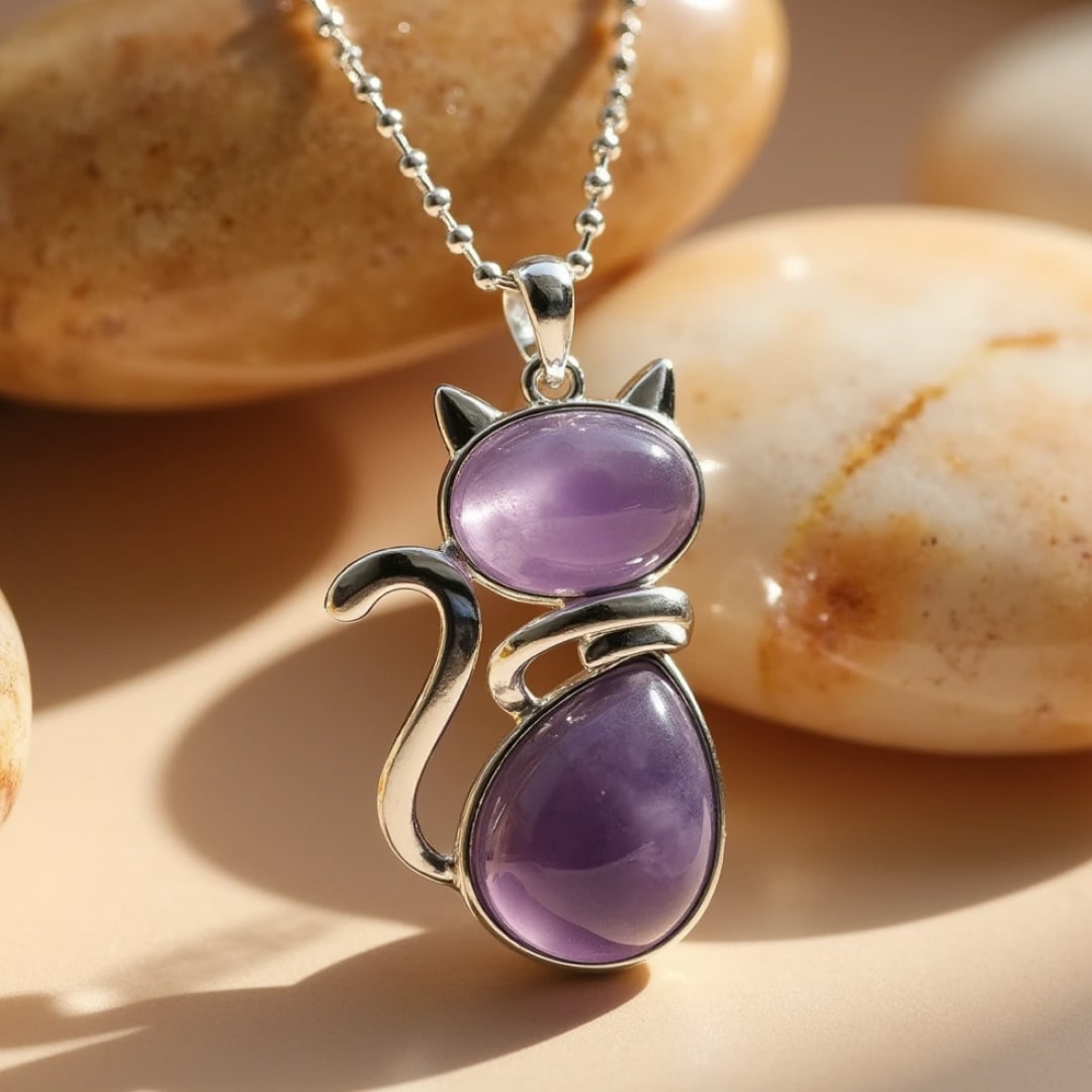 Mila – Collier de chat avec pierre naturelle