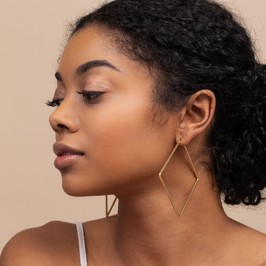 Boucles d'oreilles géométriques - Boucles d'oreilles créoles carrées