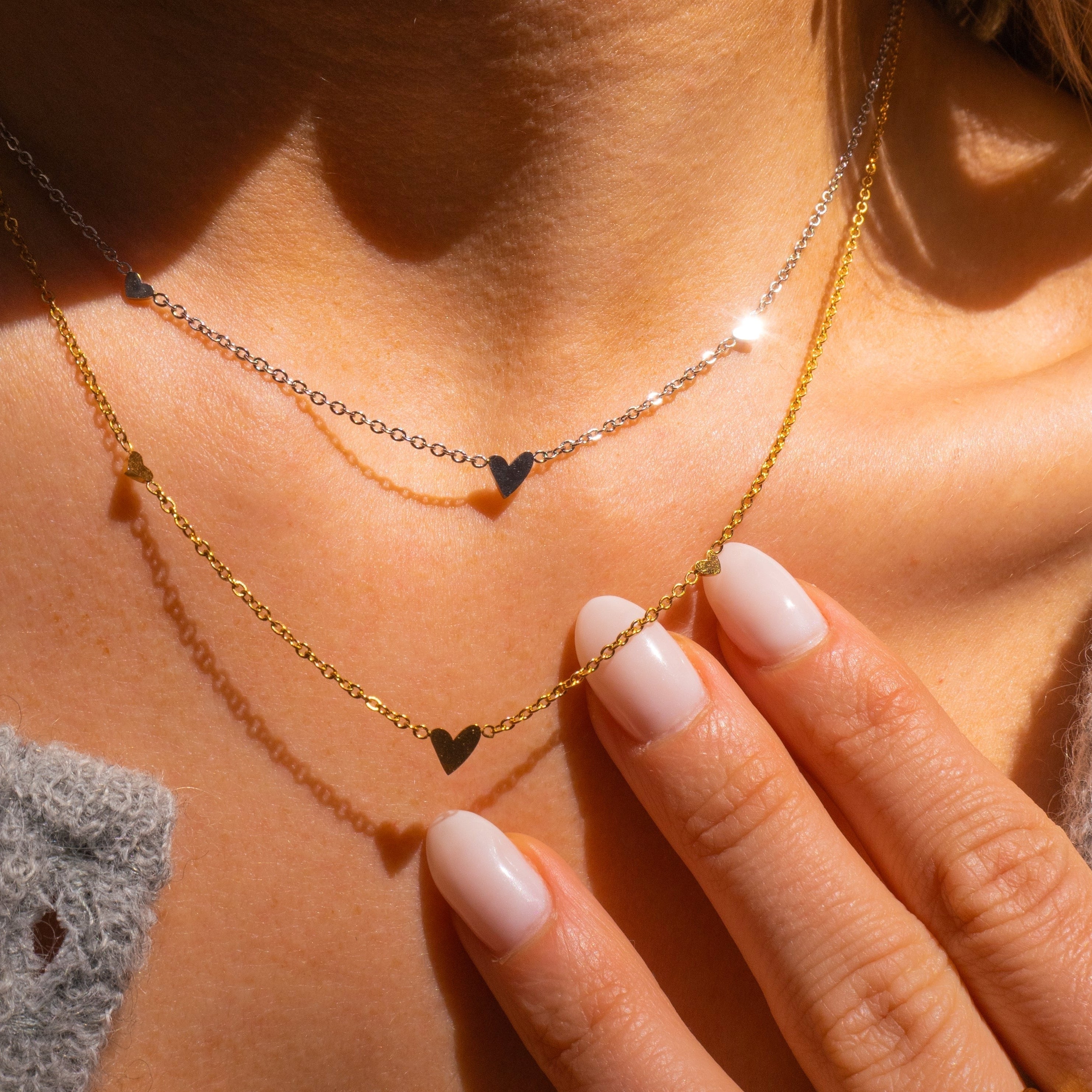 Collier en argent avec trois cœurs