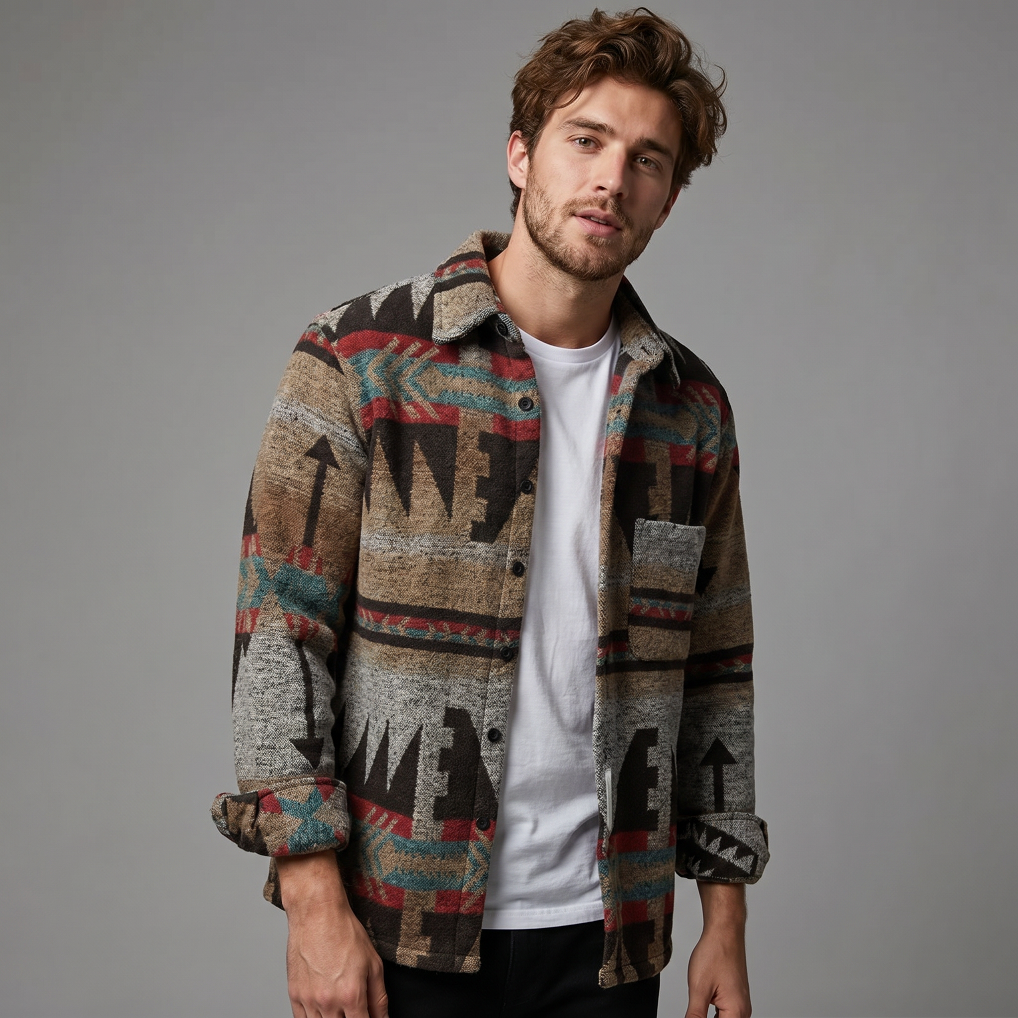 Leon – Veste chemise motif aztèque