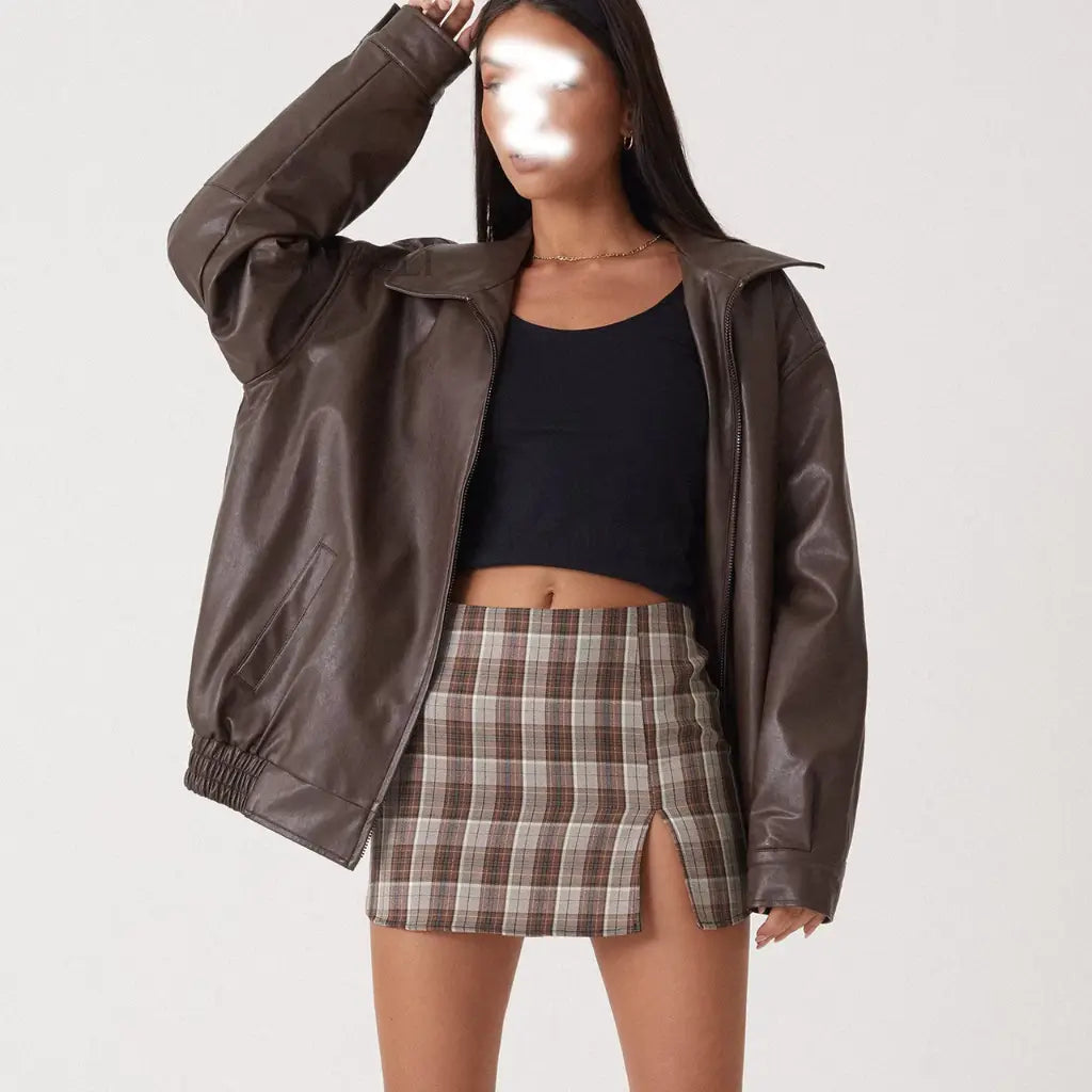 Veste en cuir élégante pour femme - Chic et intemporelle