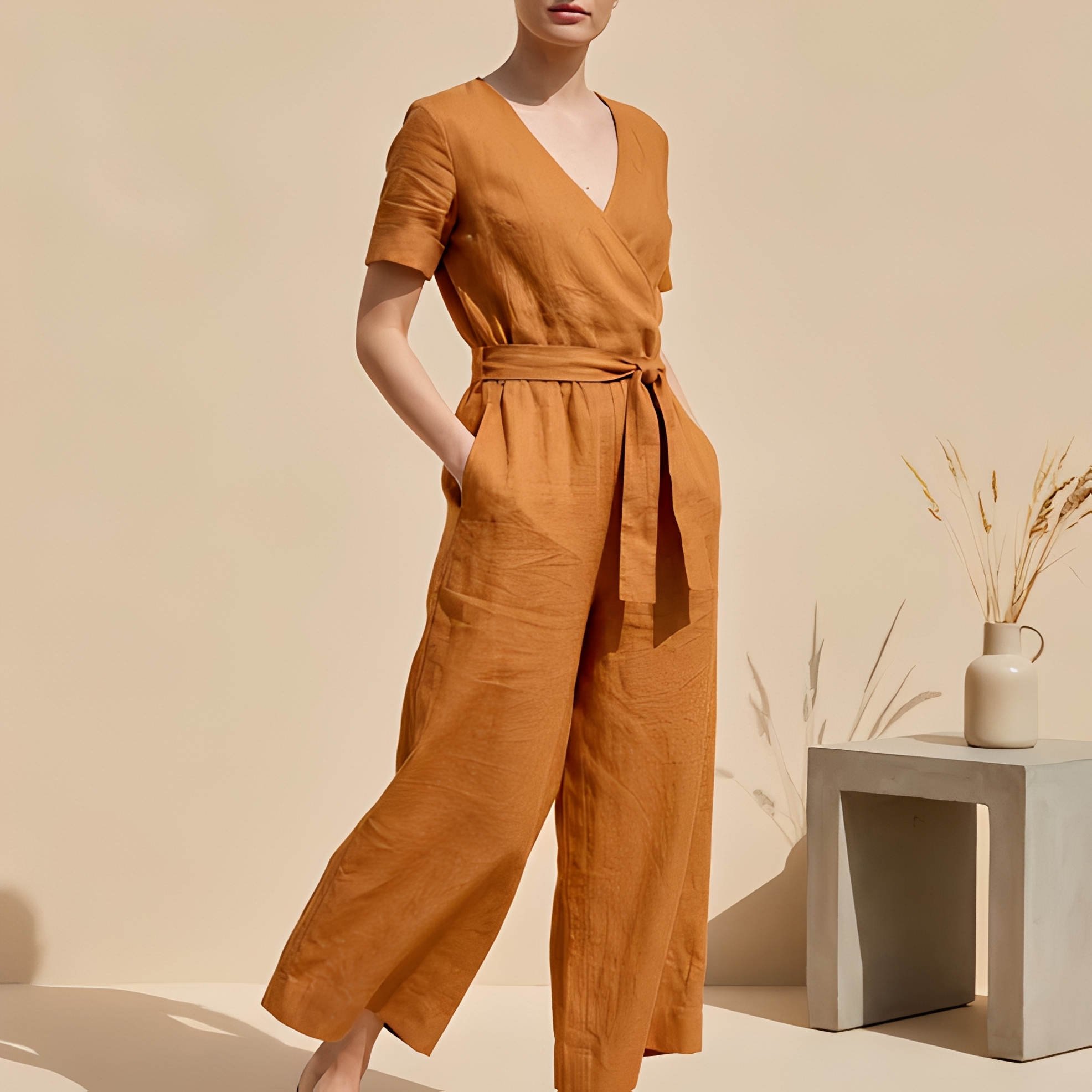 Charliya - Combinaison chic avec nœud sur le devant pour femme