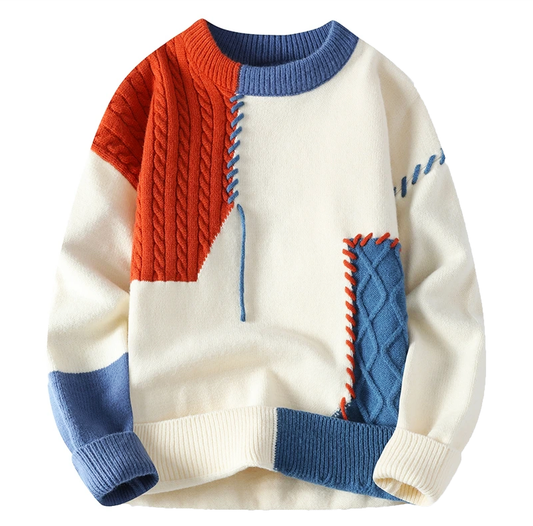 Timo – Pull en tricot patchwork pour hommes