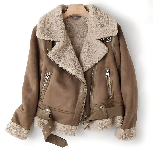 Yasmine - Veste Biker chaude en peau de mouton pour femmes