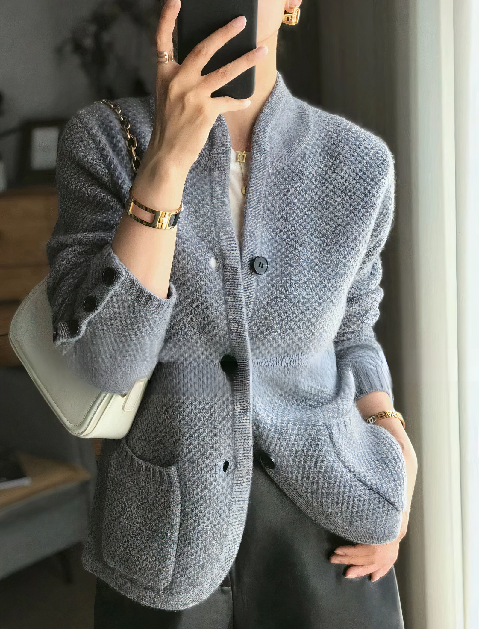 Edda – Cardigan à boutons pour femmes