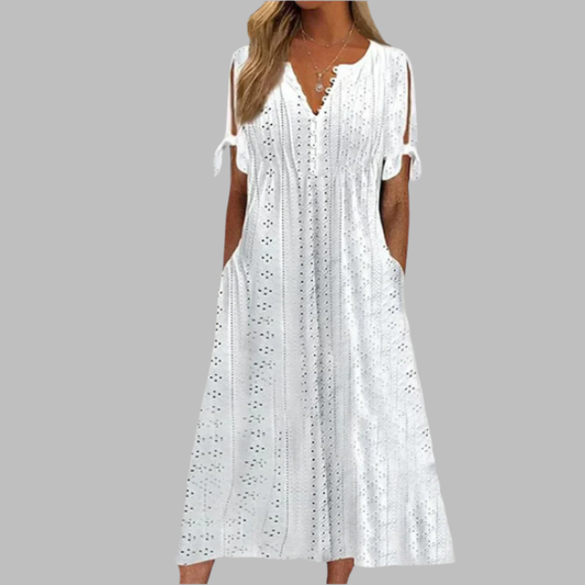 Alice – Elegant mid-length summer dress in bohemian style