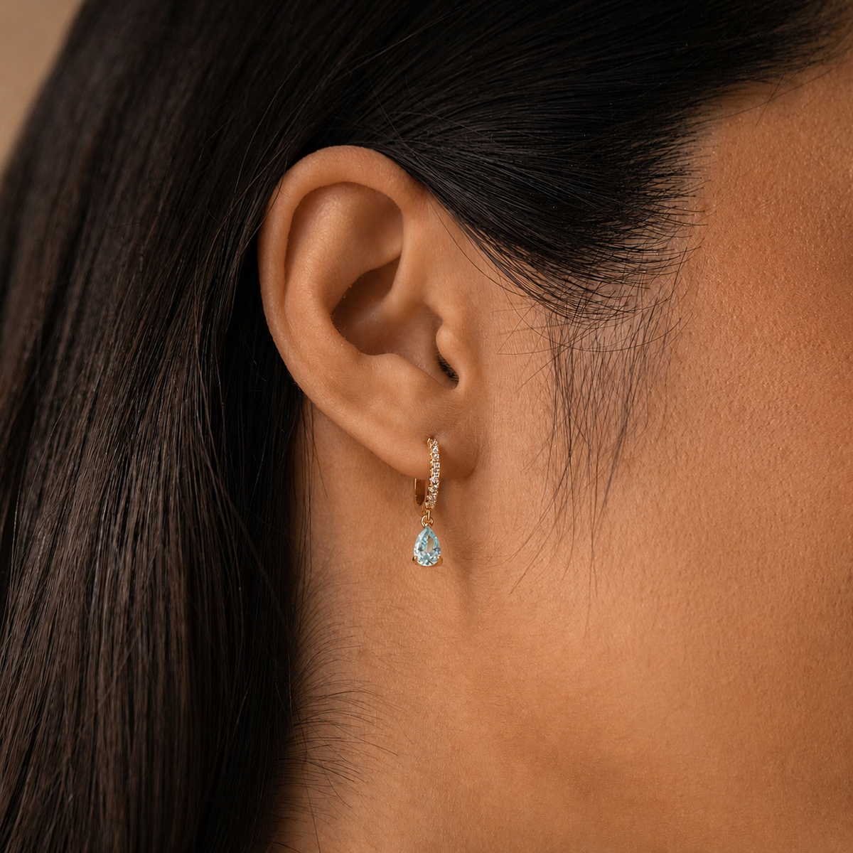 Créoles Huggies de Pierre de Naissance - Boucles d'oreilles en Strass