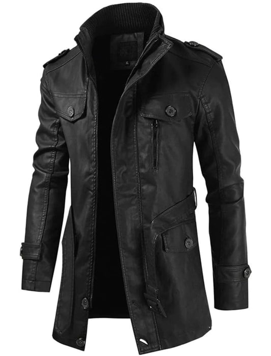 Uilleam - Veste en cuir longue pour homme personnalisée