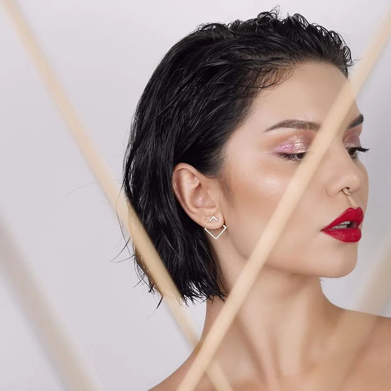 Losange connectant - Boucles d'Oreilles géométriques minimalistes