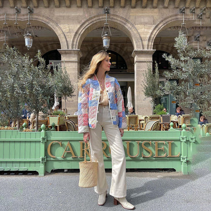 Elena – Blouson Matelassé avec Motif Floral