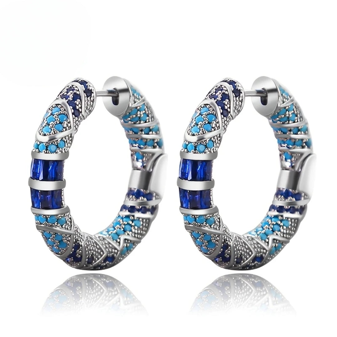 Naelle – Créoles en zirconium bleu