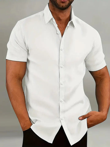 Earl - Chemise courte style vintage avec rangée de boutons