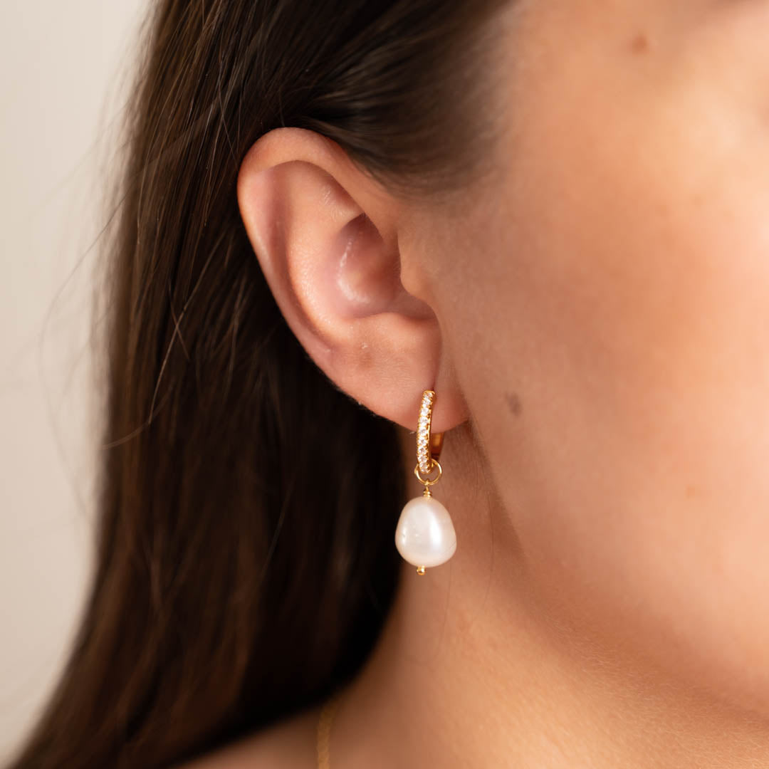 Boucles d'oreilles en zircon de perles - Zircon de perles dorées