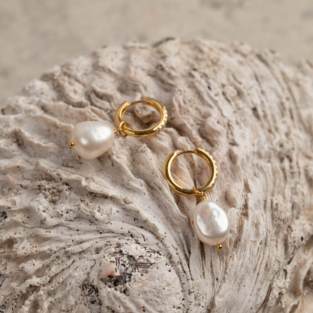 Boucles d'oreilles en zircon de perles - Zircon de perles dorées