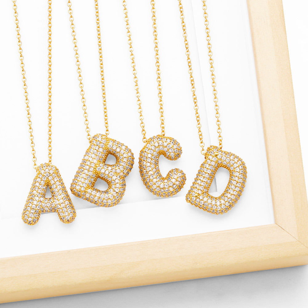 Collier Bubbly brillant avec lettre incrustée