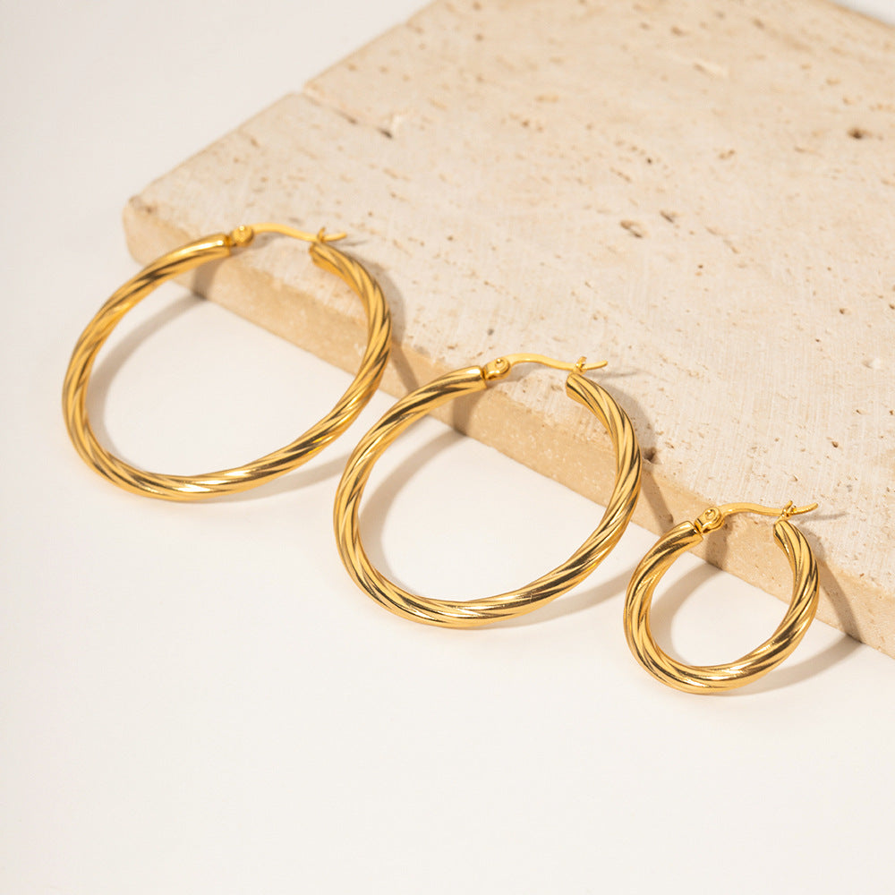 Zephy - Boucles d'oreilles créoles torsadées