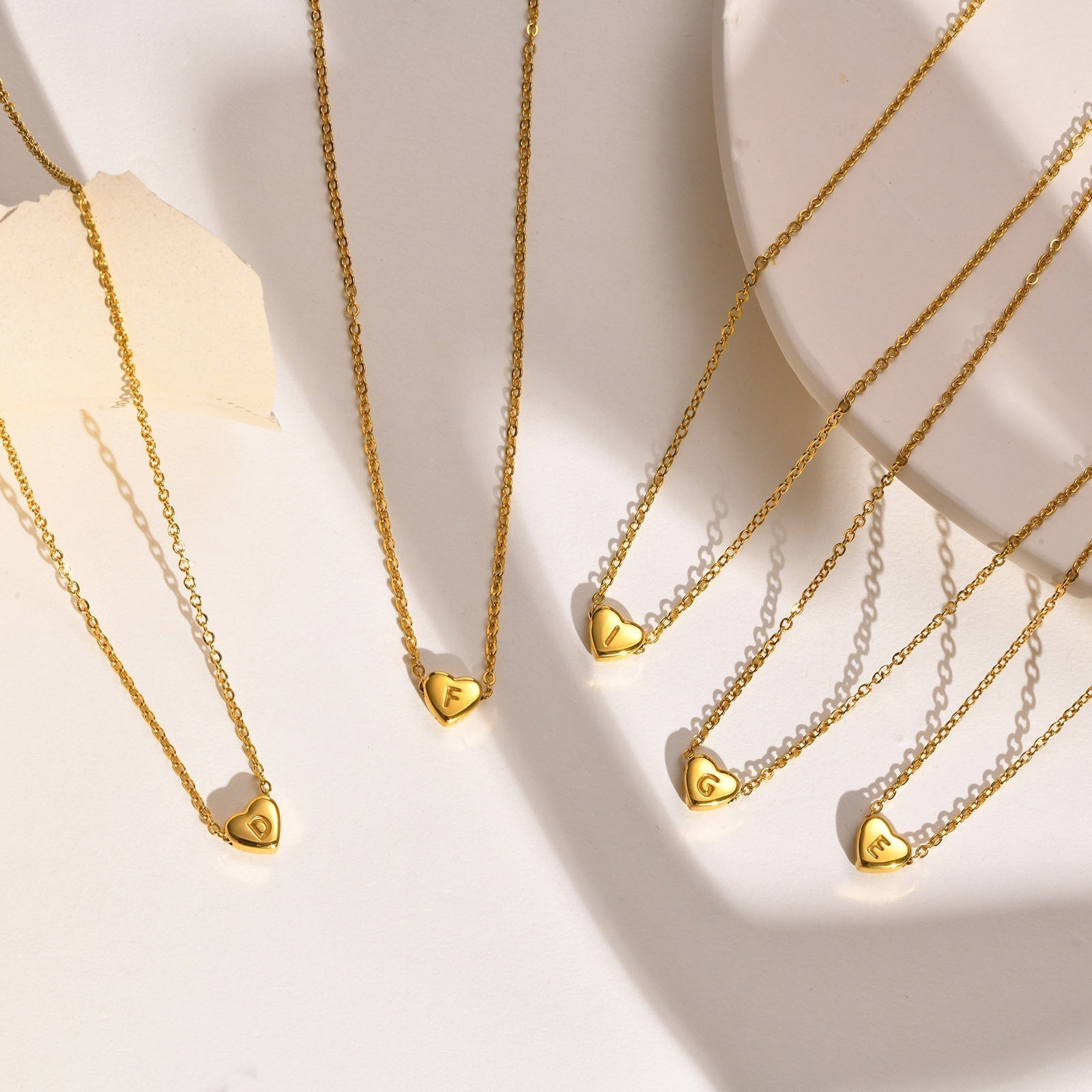 Cœur - Collier d'initiales en or