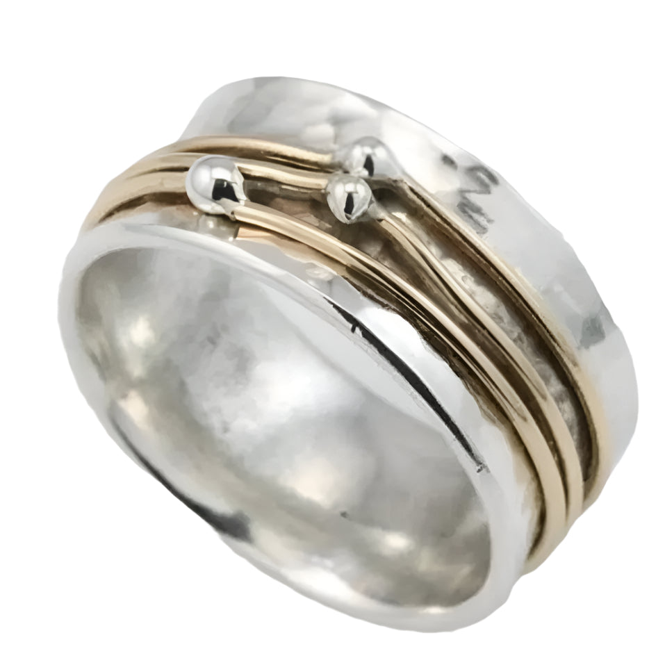 Gracia brillante – Bague vintage en or et argent avec surface éclatante